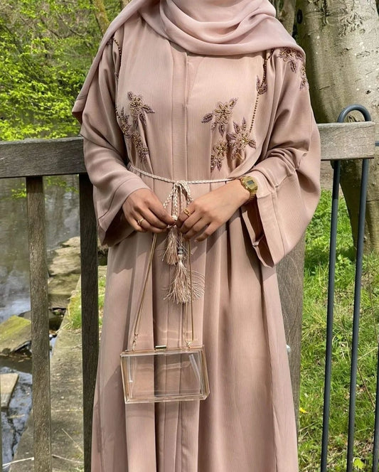 Lightly Embellished Nude Abaya