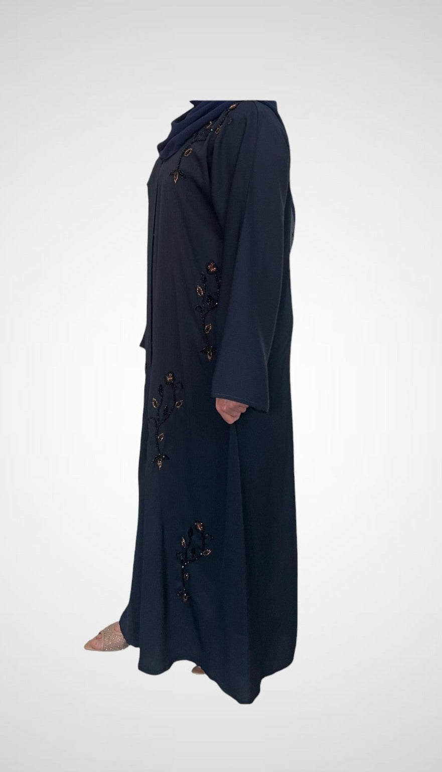 Night Bloom Embellished Open Abaya