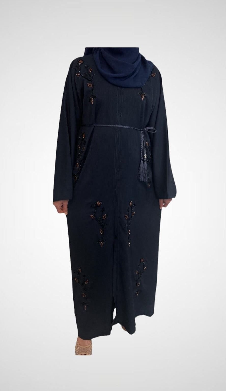 Night Bloom Embellished Open Abaya